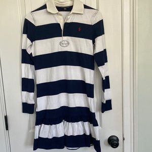 New wo tags Ralph Lauren Polo dress size 12/14 white and navy striped